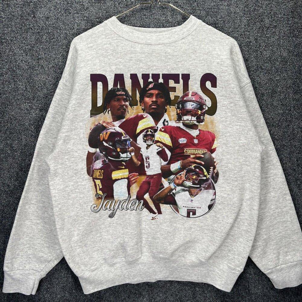 Jayden Daniels Football American Football Fan Sweatshirt Grey